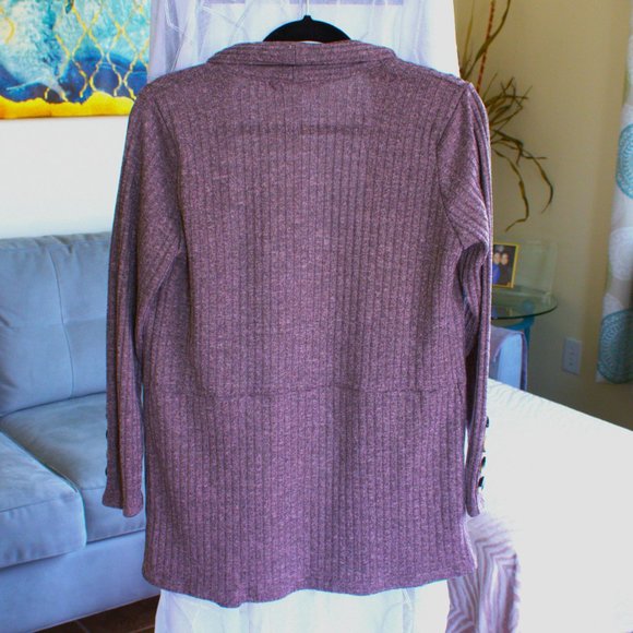 Retrology Open Cardigan | Dusty Pinkish Brown Open Sweater - Picture 2 of 5